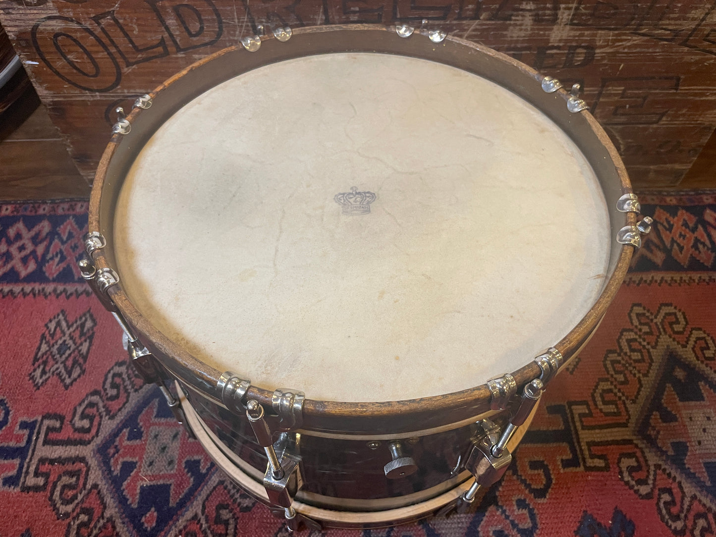 1937 Leedy 8x14 Pre-War Broadway Swingster Parallel Solid Shell Snare Drum Black Dimond Pearl