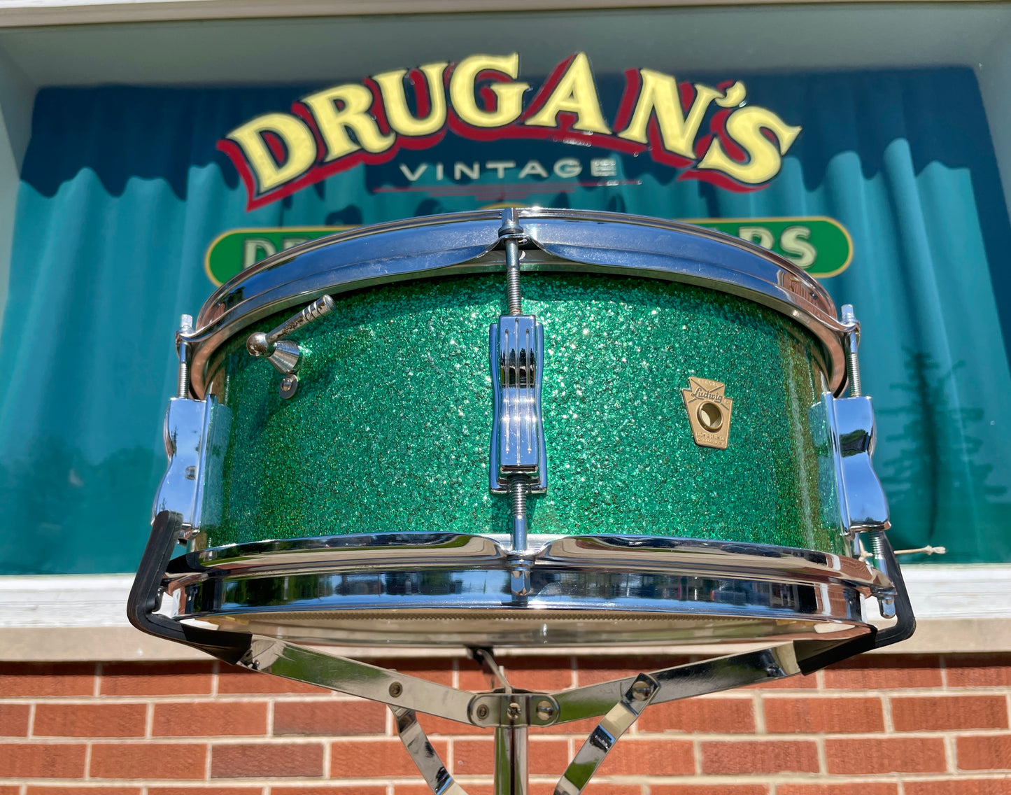 1966 Ludwig 5x14 Pioneer Snare Drum Green Sparkle