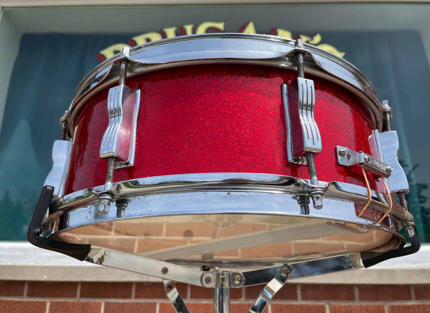 1965 Ludwig 5x14 Jazz Festival Snare Drum Red Sparkle