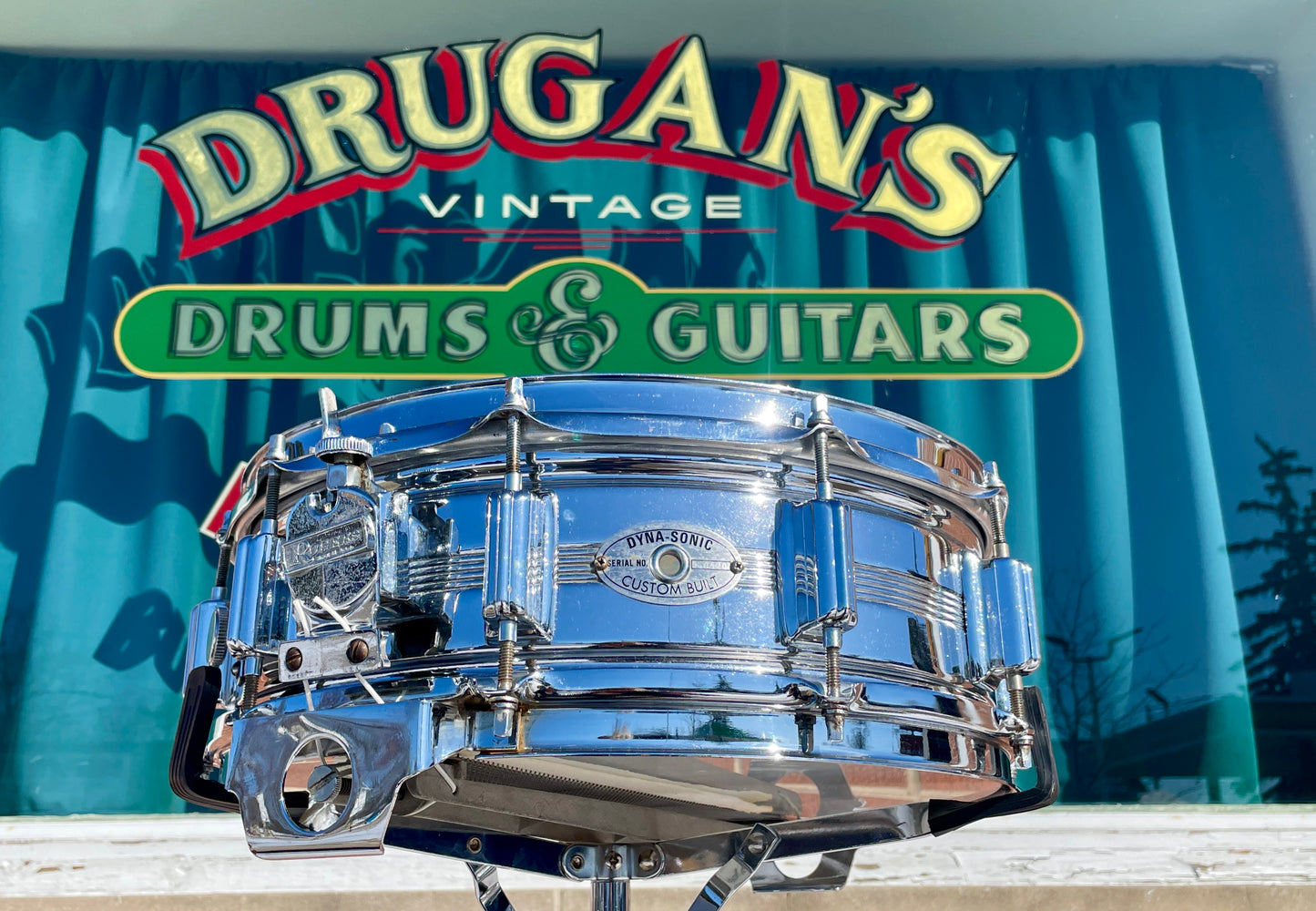 Vintage Rogers 5x14 Dynasonic Snare Drum Chrome Over Brass COB Dyna-Sonic