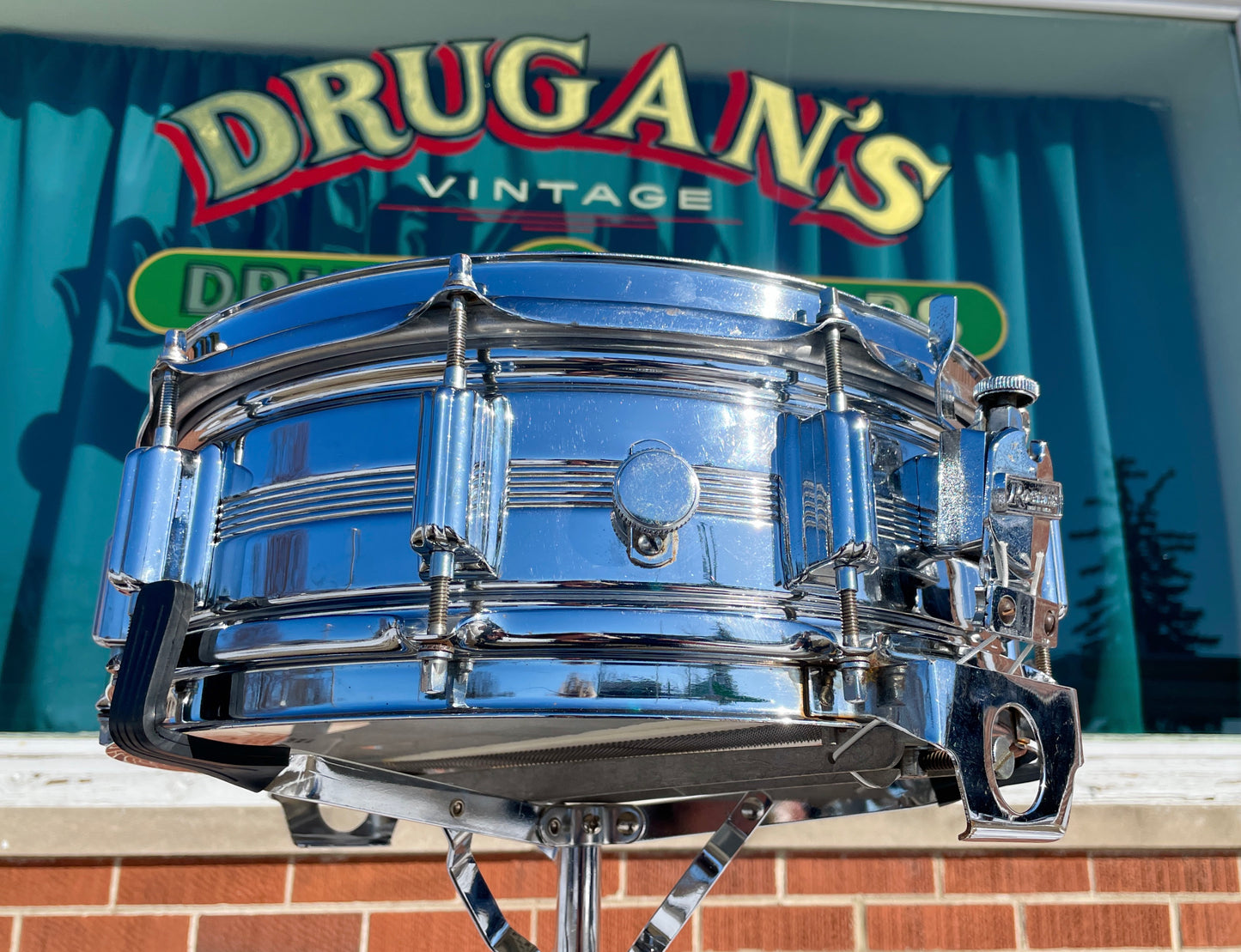 Vintage Rogers 5x14 Dynasonic Snare Drum Chrome Over Brass COB Dyna-Sonic