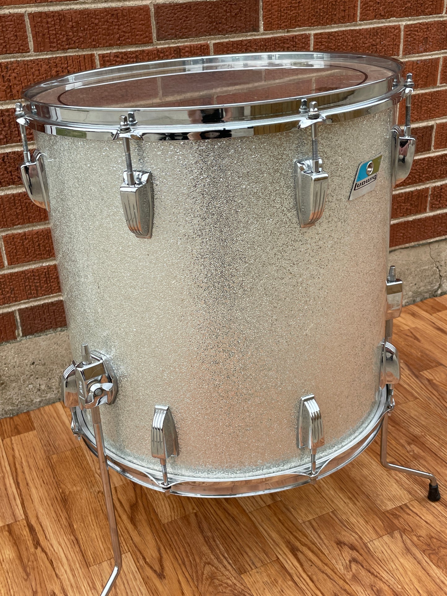 1970s Ludwig 16x16 Floor Tom Silver Sparkle