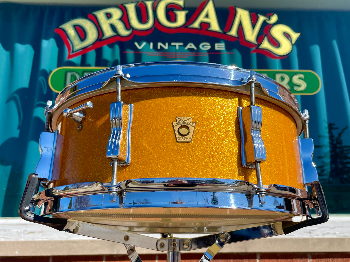 1965 Ludwig 5x14 Jazz Festival Snare Drum Gold Sparkle COB