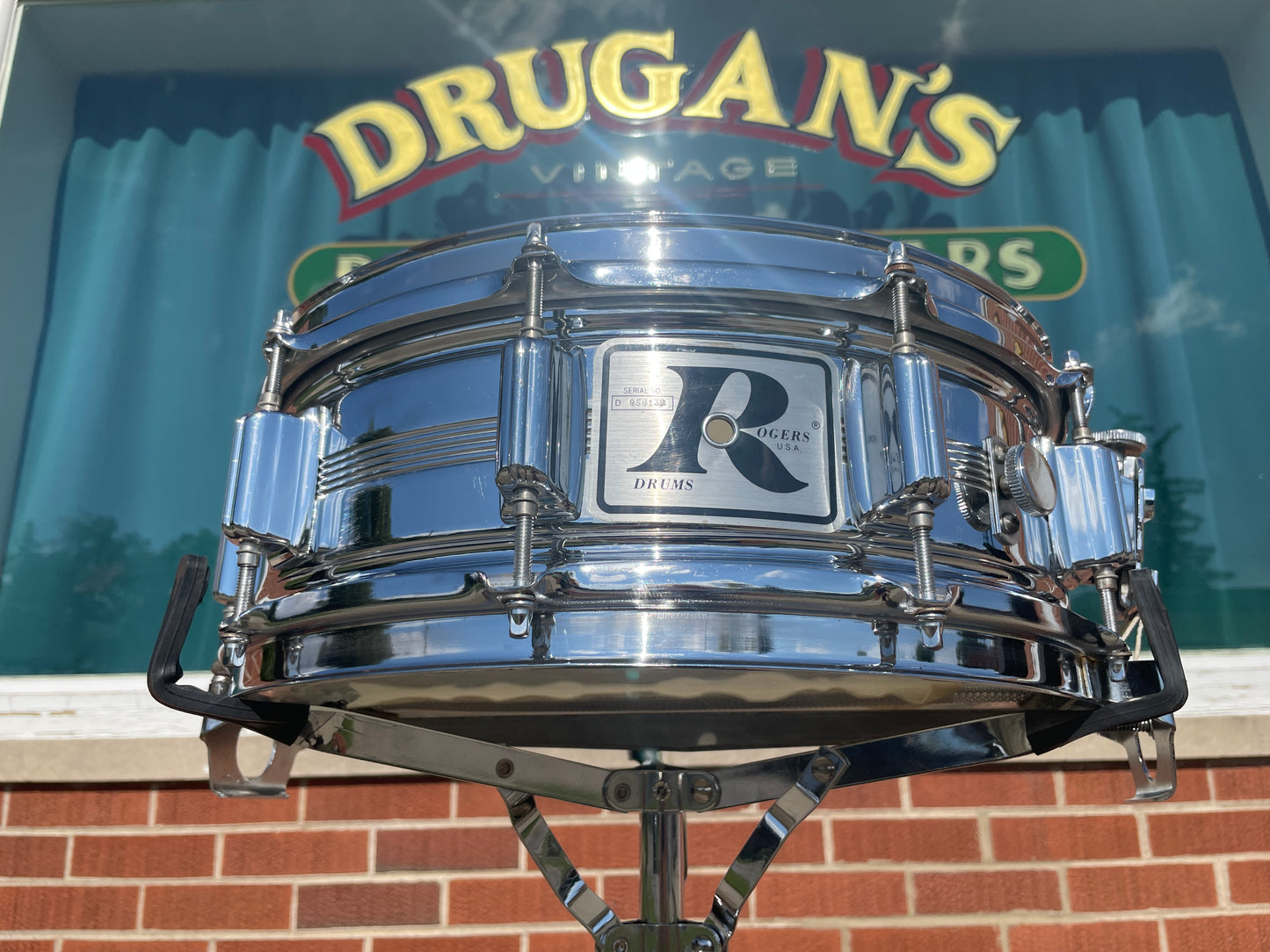 Vintage Rogers 5x14 Dynasonic "Big R" Snare Drum Chrome Over Brass COB Dyna-Sonic
