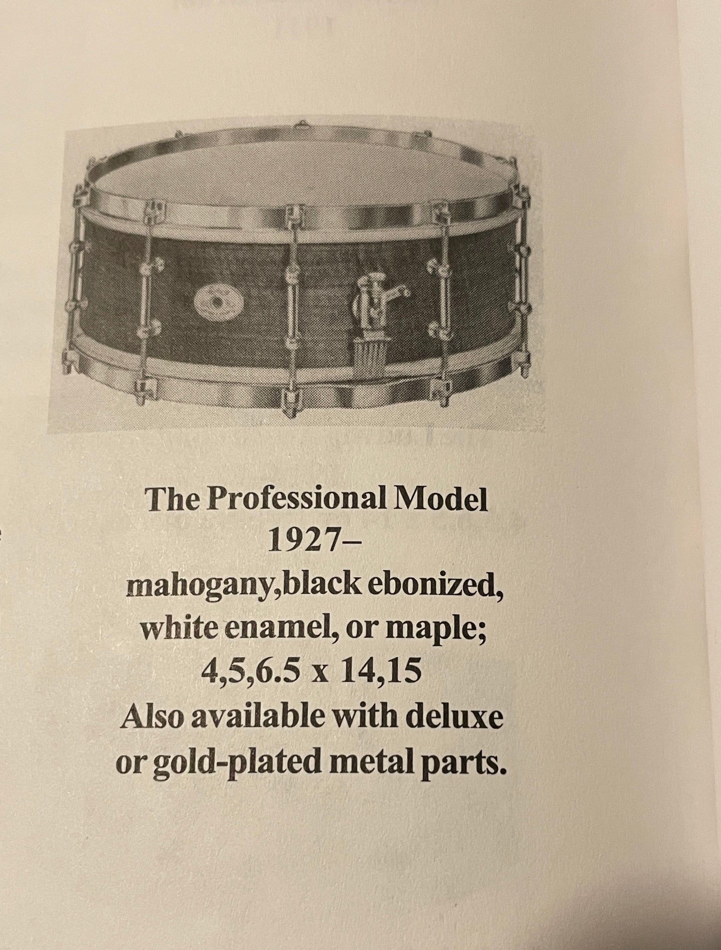 1920s - 1930s Ludwig 6.5x15 Professional Model 8 Lug Wood Snare Drum