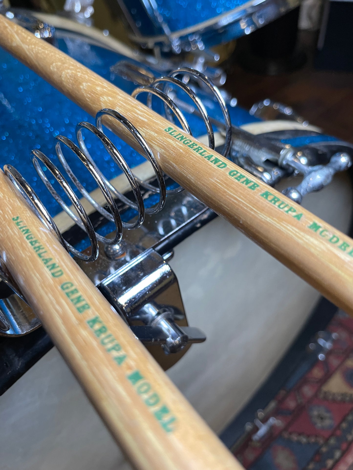 Vintage 1960s Slingerland Hoop Mount Spring Stick Holder Chrome