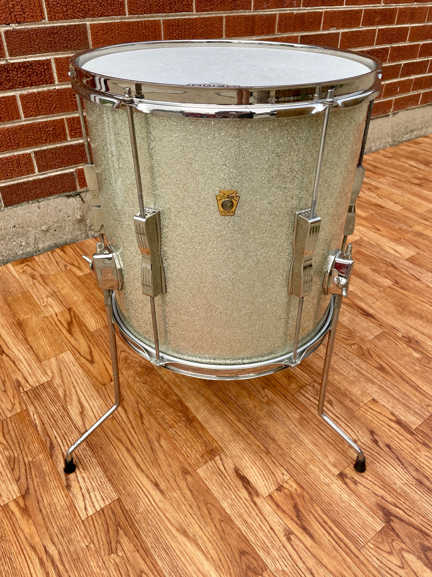1960s Ludwig 14x14 Club Date Floor Tom Drum Silver Sparkle