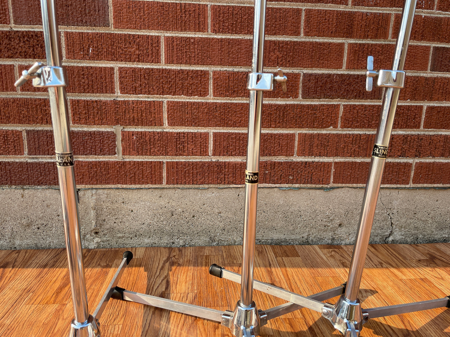 1960s Slingerland Hardware Set w/ Tempo-King Bass Drum Pedal, (2) Flush Base Cymbal Stands, Snare Stand, Flush and Hi-Hat Stand Flat Base
