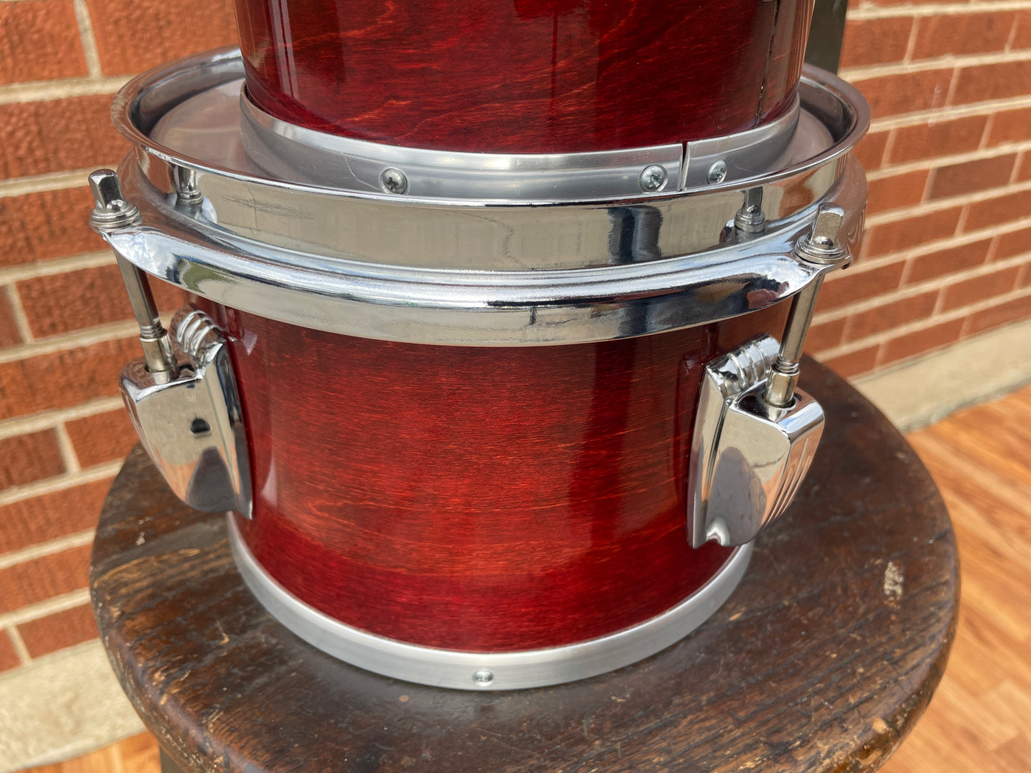 Mid-1980s Ludwig Concert Toms 6" & 8" Maple Shells Mahogany Finish