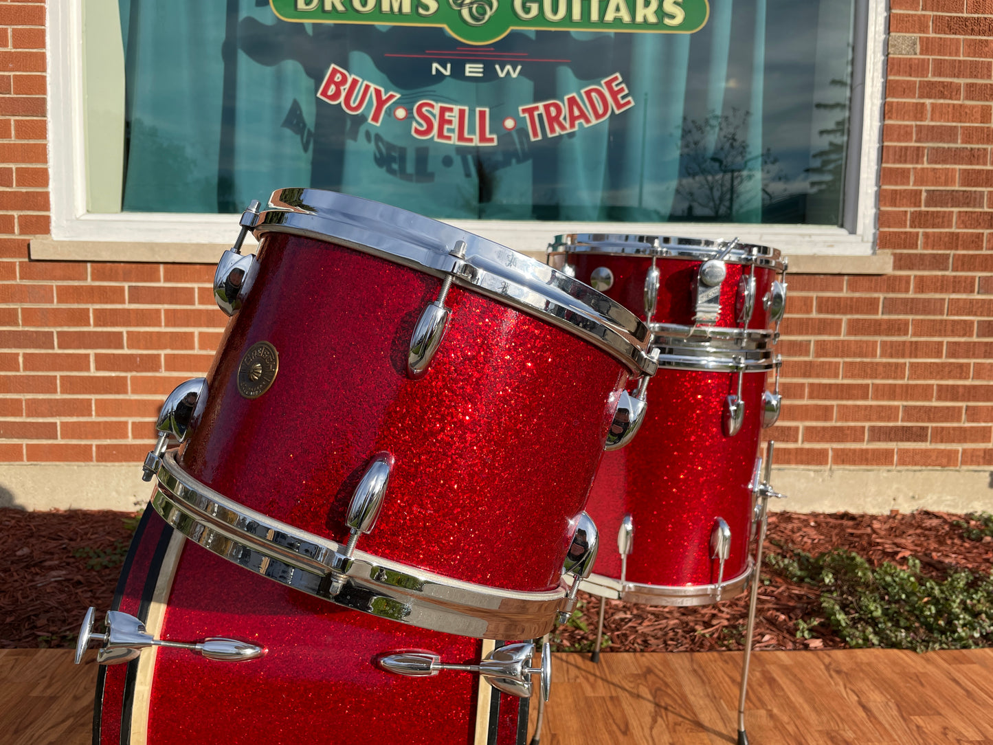 1960s Gretsch Progressive Jazz Drum Set Red Sparkle