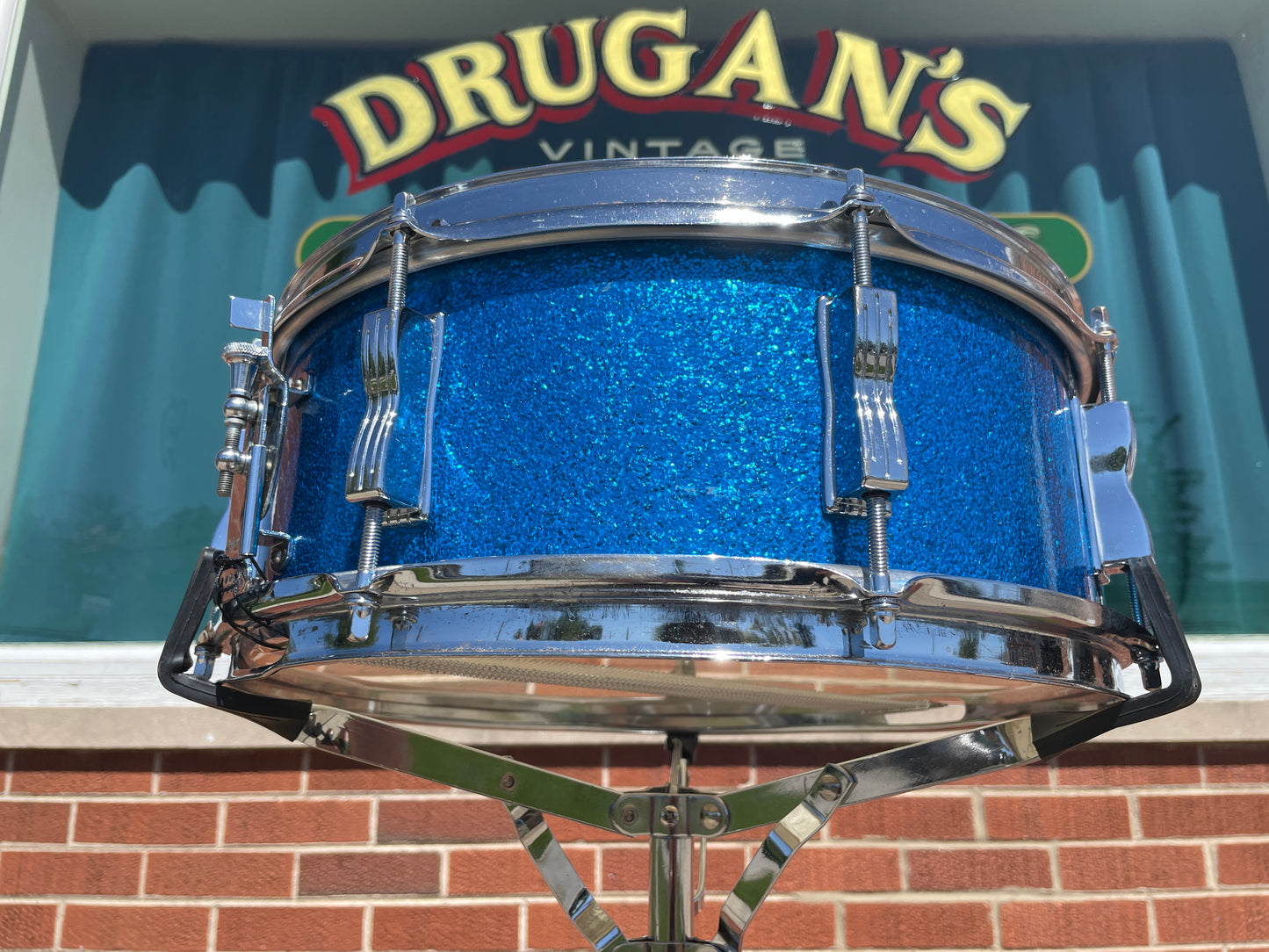 1966 Ludwig 5x14 Jazz Festival Snare Drum Blue Sparkle