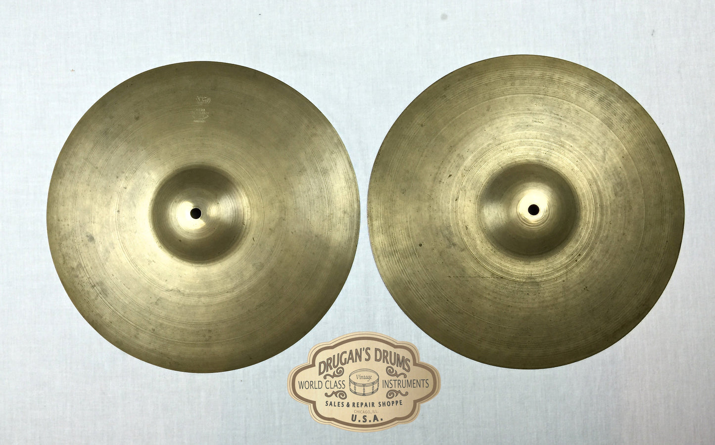 13" Zildjian A 1940's Pre-Trans Stamp Hi-Hat Pair - Thin! 540g & 546g- Inventory # 156