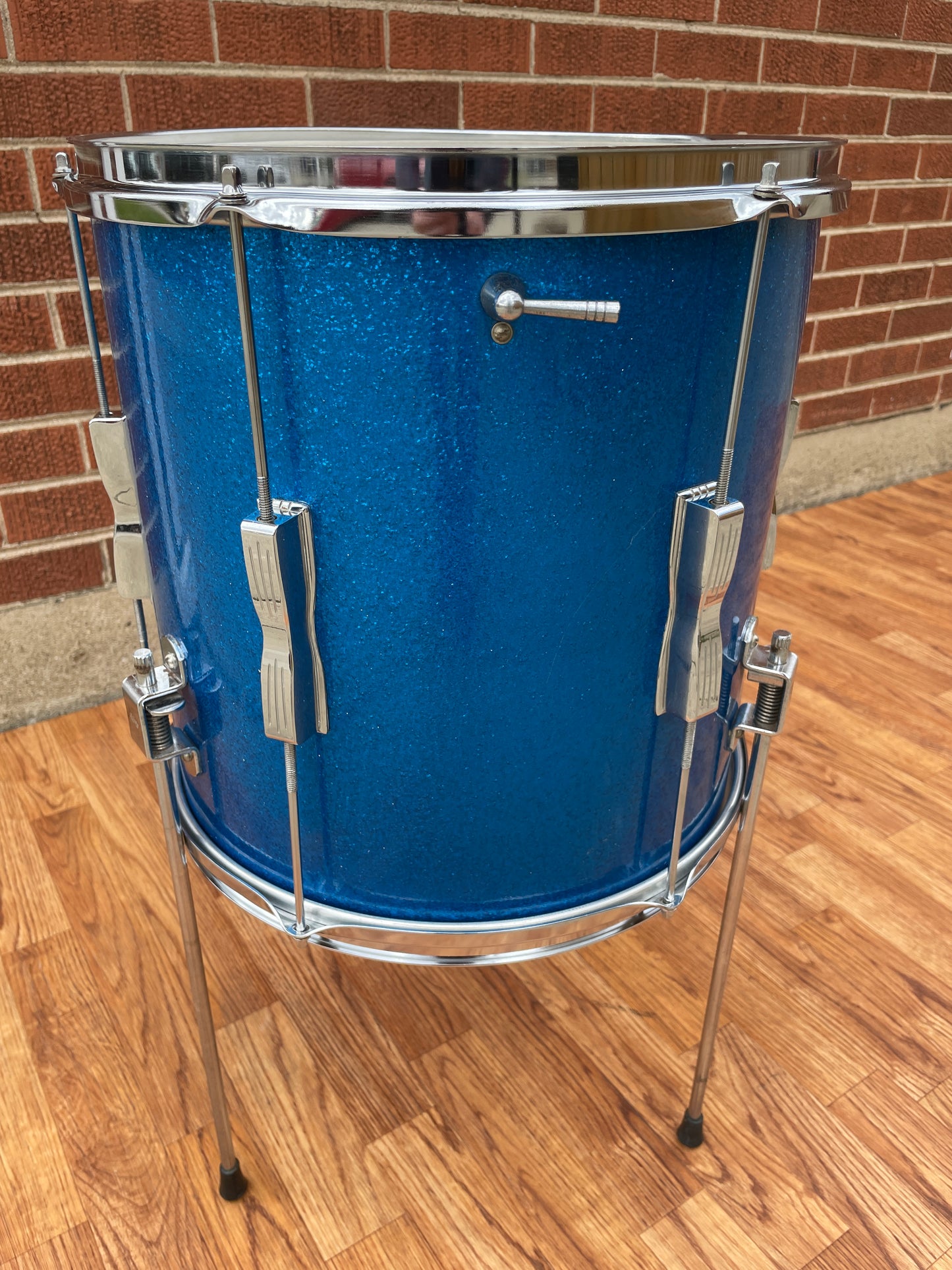 1965 Ludwig 14x14 Club Date Floor Tom Drum Blue Sparkle