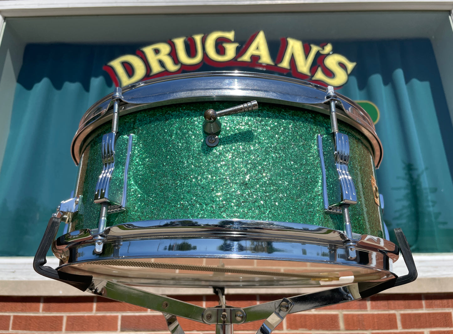 1966 Ludwig 5x14 Pioneer Snare Drum Green Sparkle
