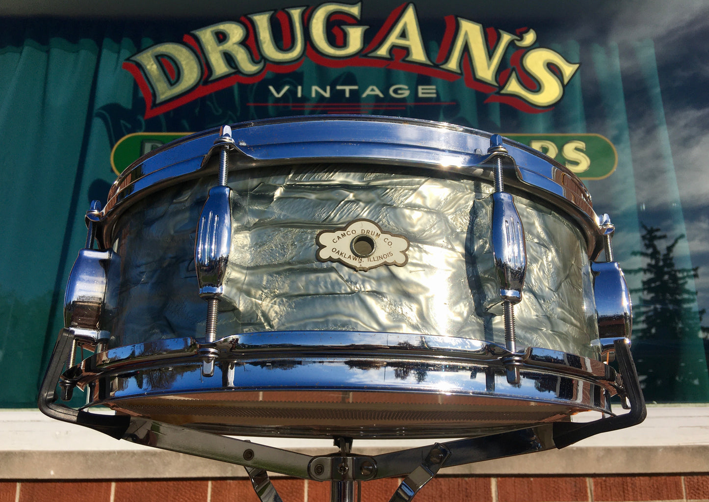 1960s Camco Oaklawn 5x14 Tuxedo Snare Drum Sky Blue Pearl