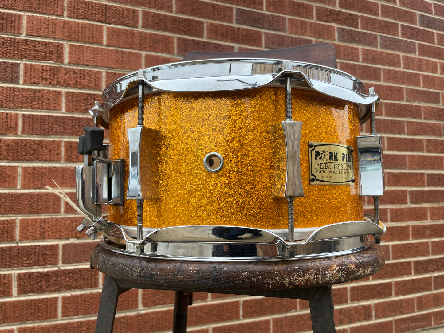 2001 Pork Pie 6x12 USA Custom Maple Snare Drum Gold Sparkle