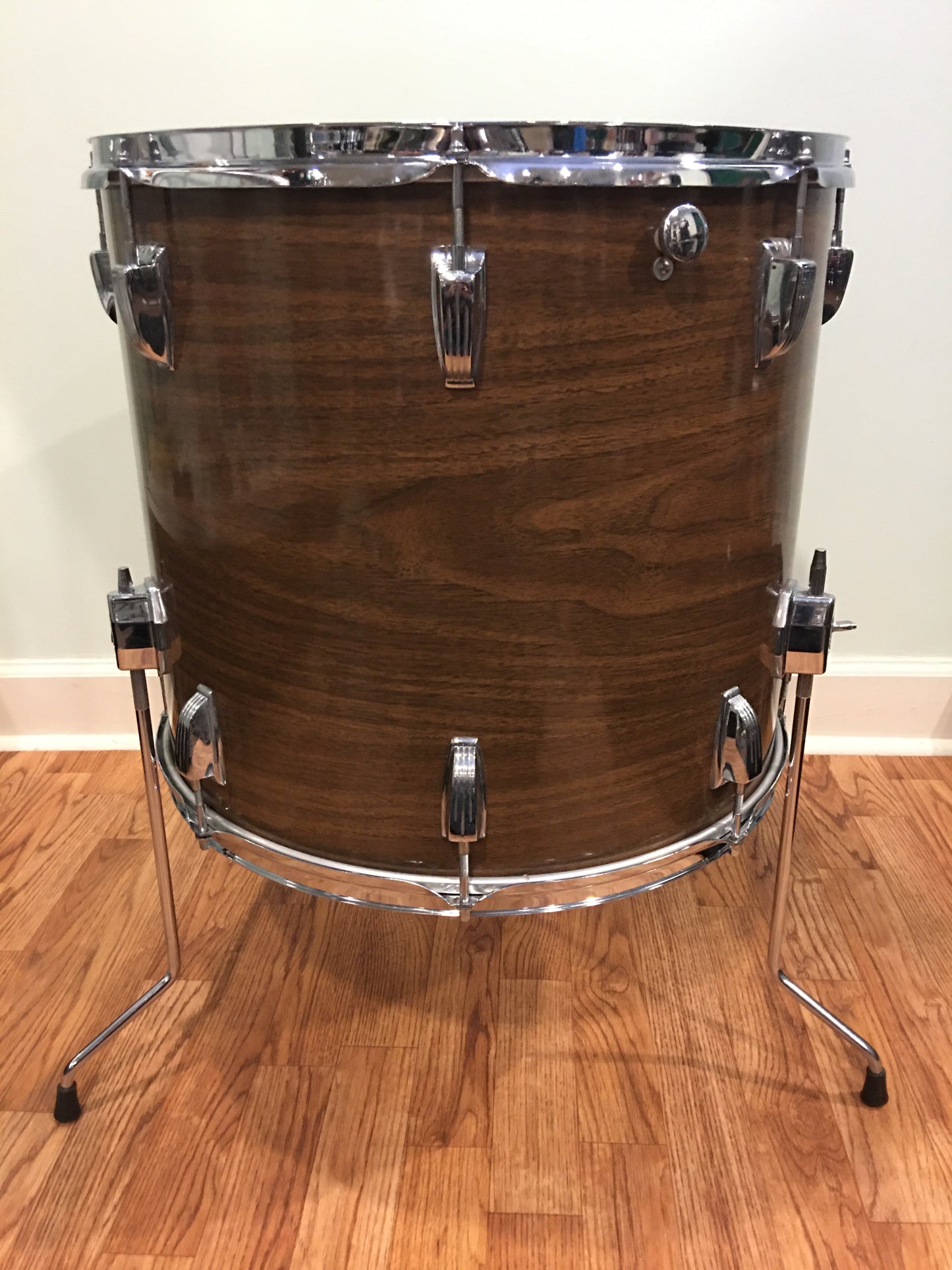 1970s Ludwig 16x18 3 Ply Single Floor Tom Drum Walnut Cortex