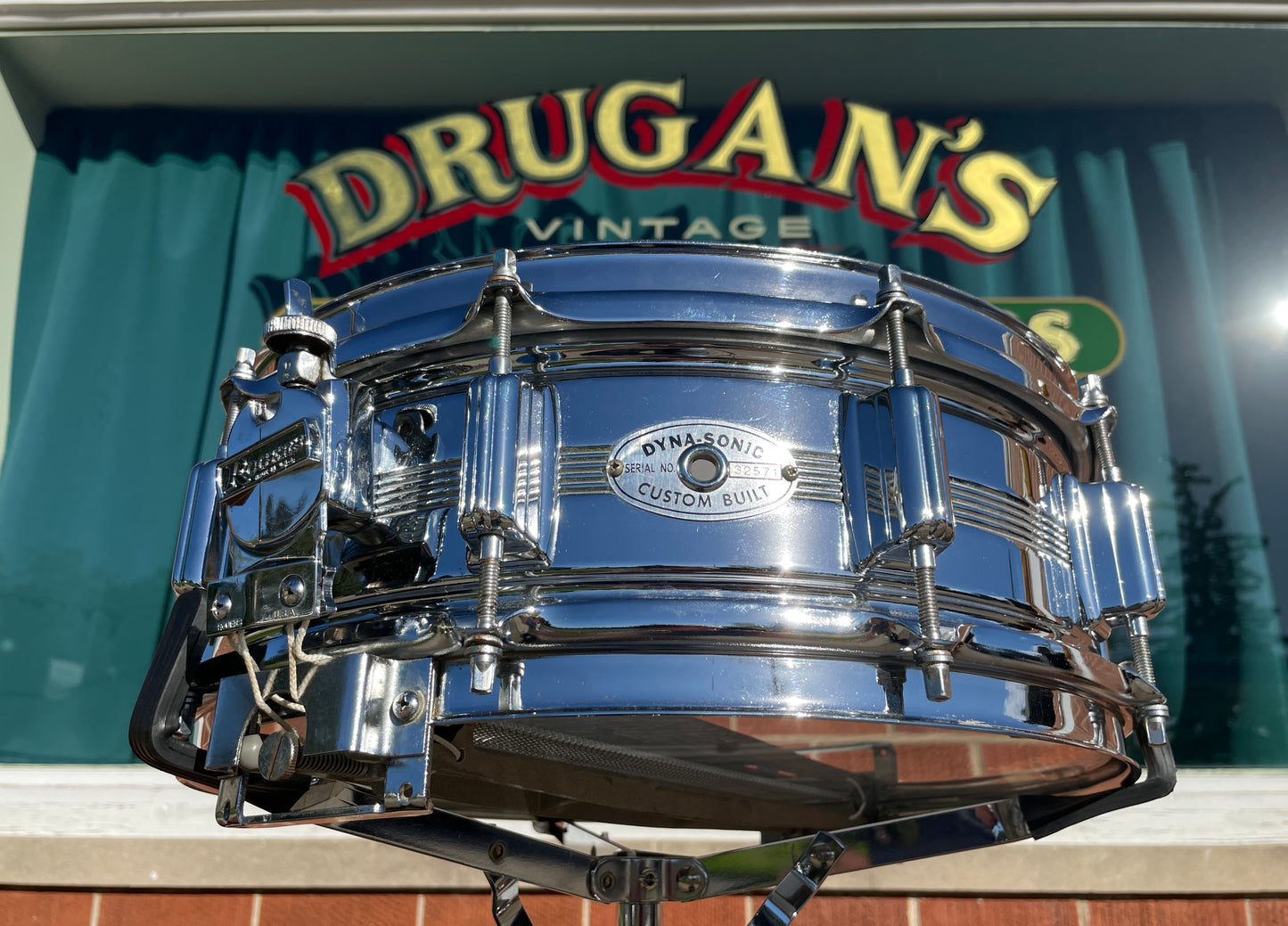 1960s-70s Rogers Dyna-Sonic 5x14 Snare Drum COB Chrome Over Brass