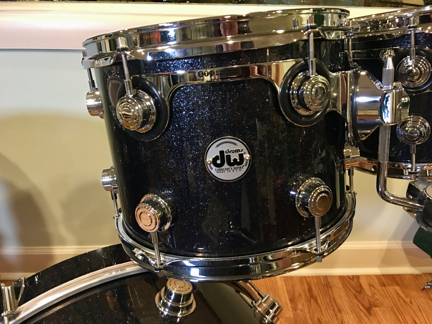 DW Collector's Series 5pc Pure Maple Drum Set Gun Metal Sparkle Glass 22/10/12/14/16