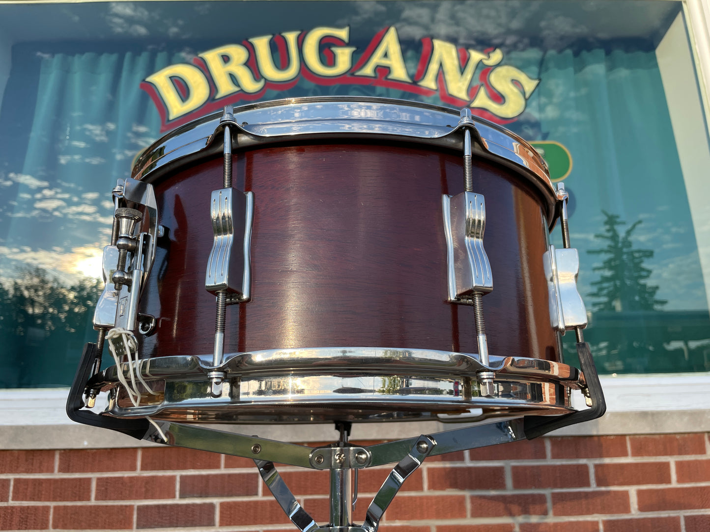 1959 Ludwig 6.5x14 Auditorium Transition Badge Snare Drum Mahogany