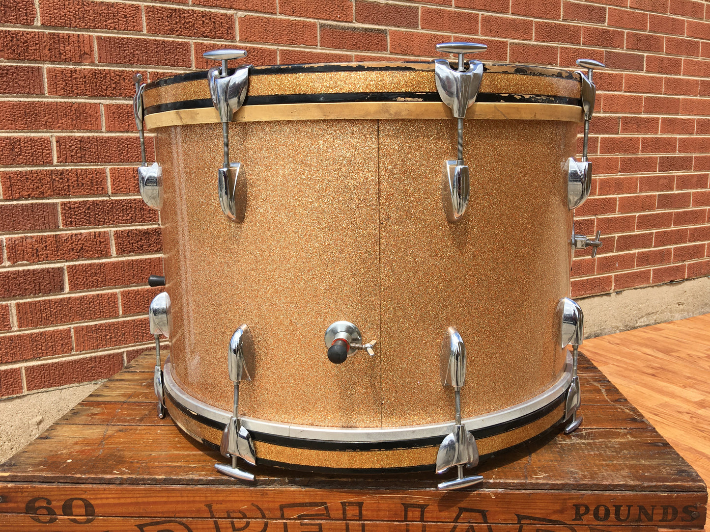 1960s Gretsch Round Badge 14x22 Name Band Champagne Sparkle Bass Drum