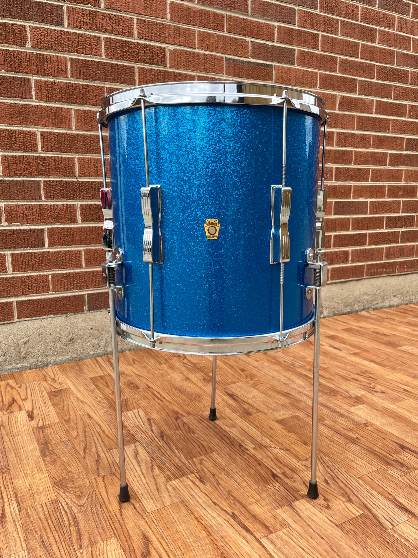 1965 Ludwig 14x14 Club Date Floor Tom Drum Blue Sparkle