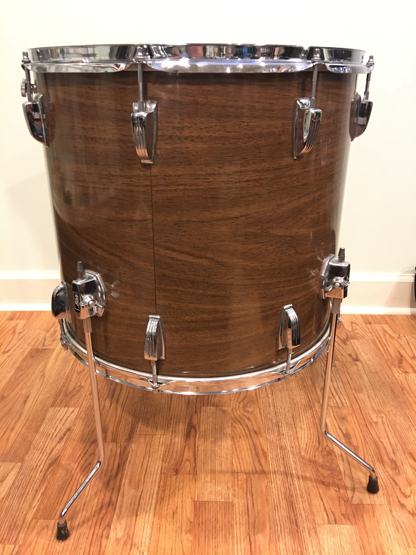 1970s Ludwig 16x18 3 Ply Single Floor Tom Drum Walnut Cortex