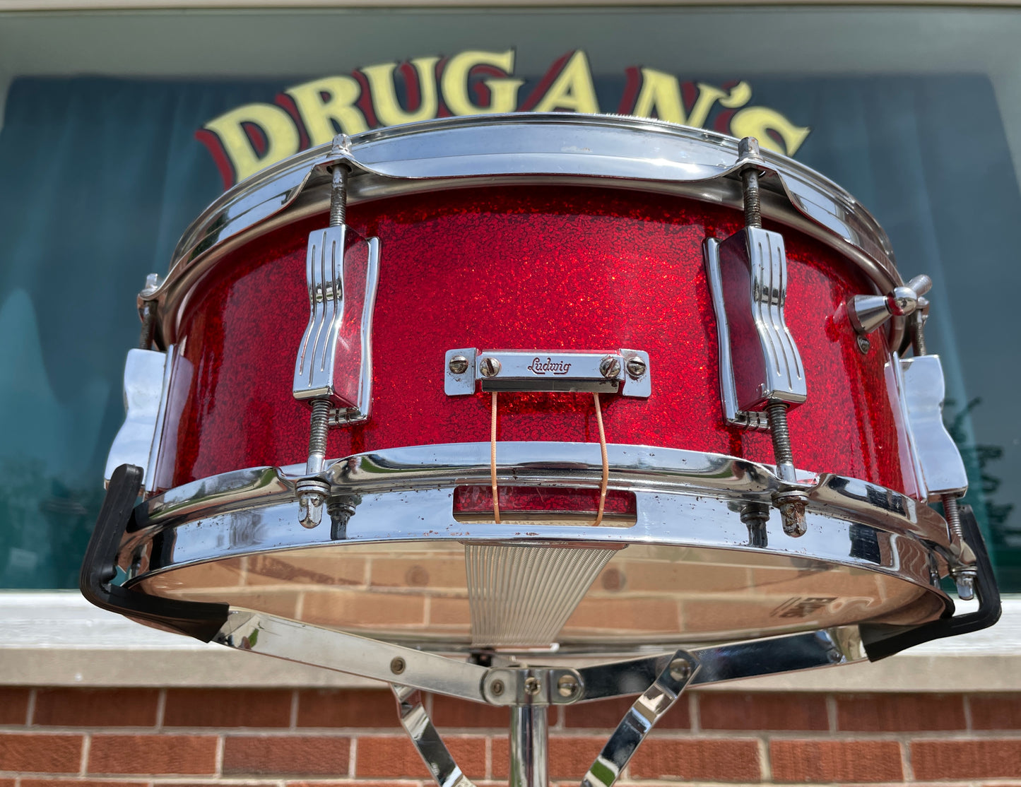 1965 Ludwig 5x14 Jazz Festival Snare Drum Red Sparkle