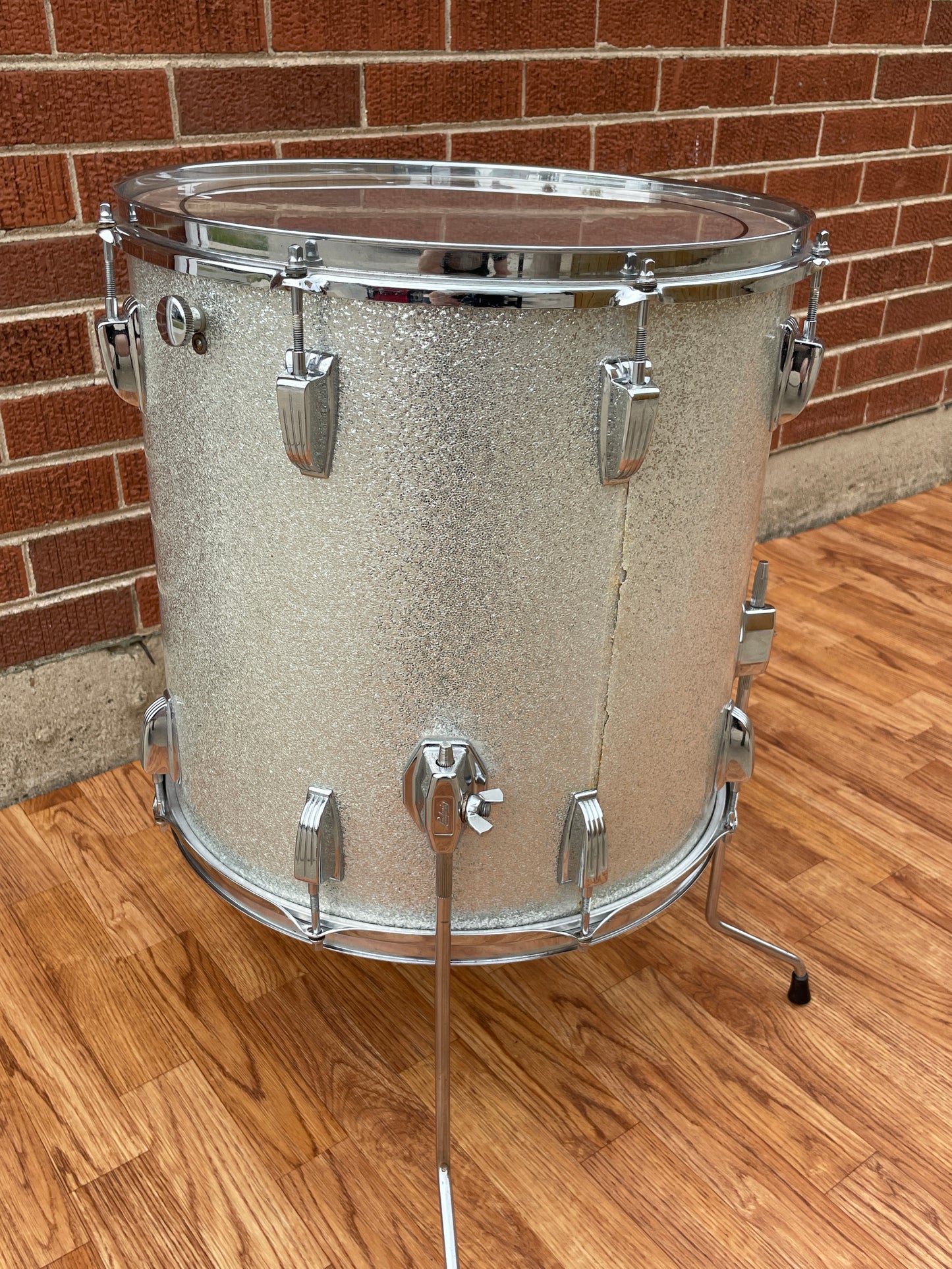 1970s Ludwig 16x16 Floor Tom Silver Sparkle