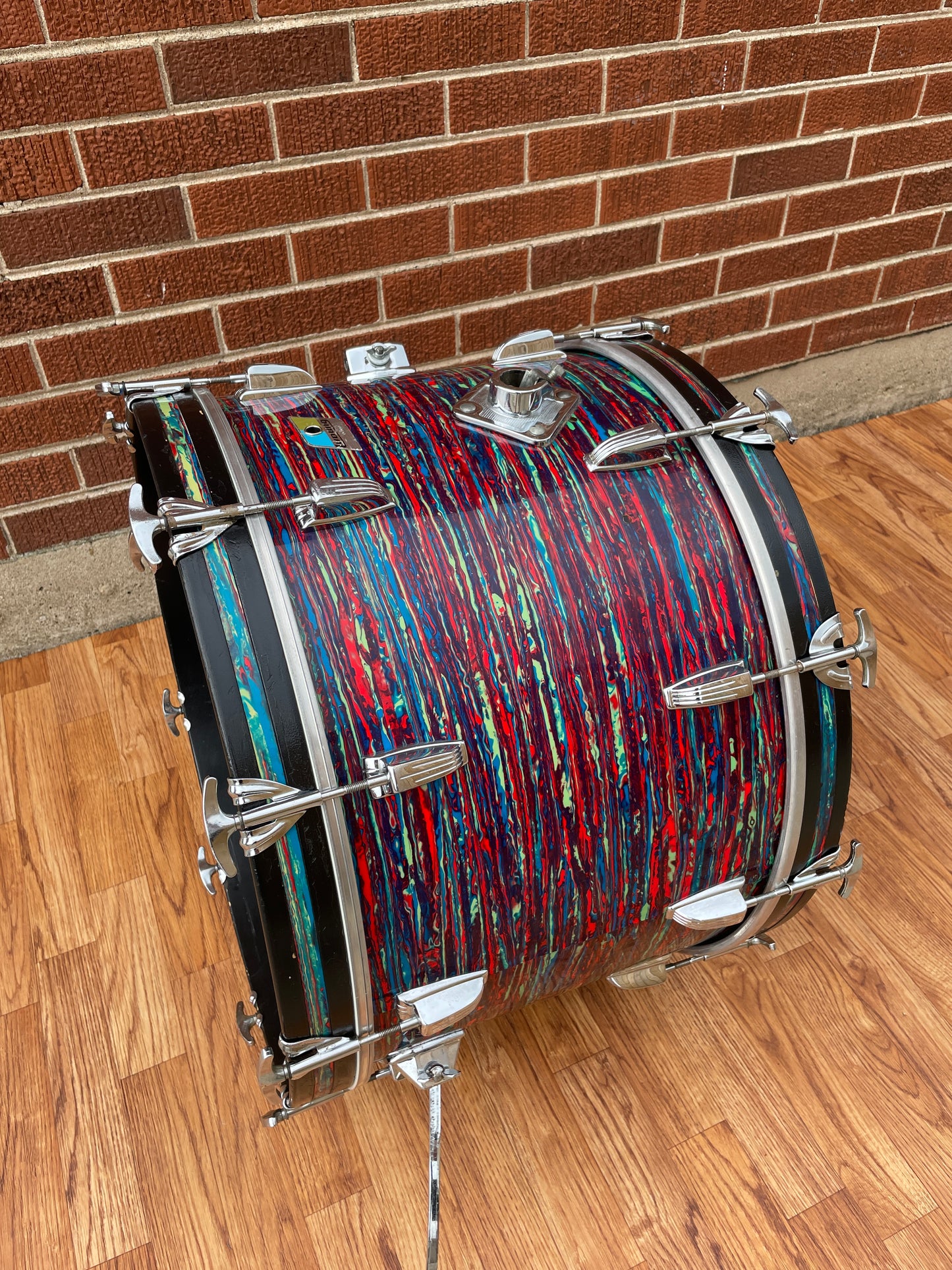 1970s Ludwig 14x22 Bass Drum Psychedelic Red