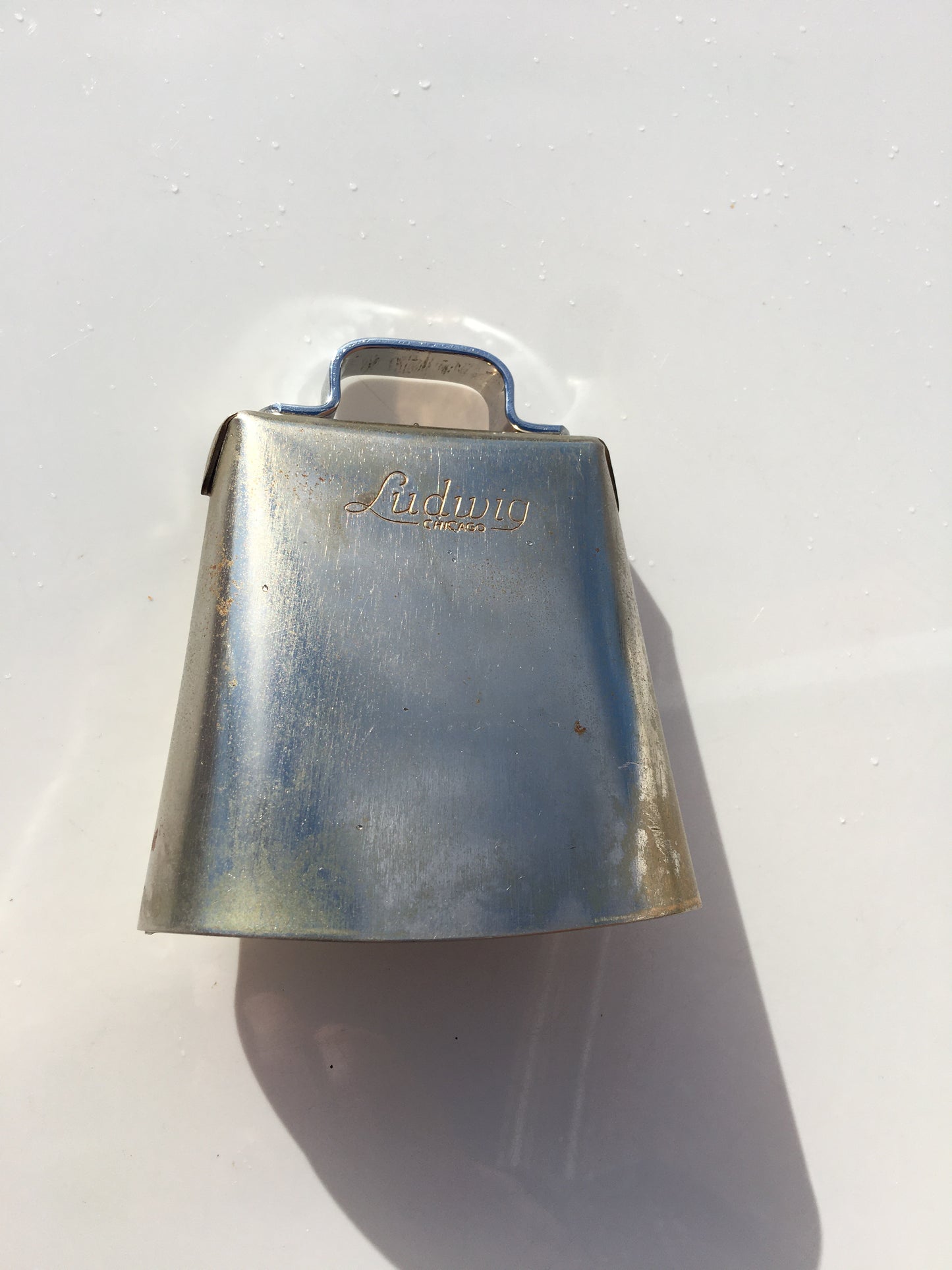 1960s Ludwig Cow Bell and Wood Block w/ Original Bass Drum Mount