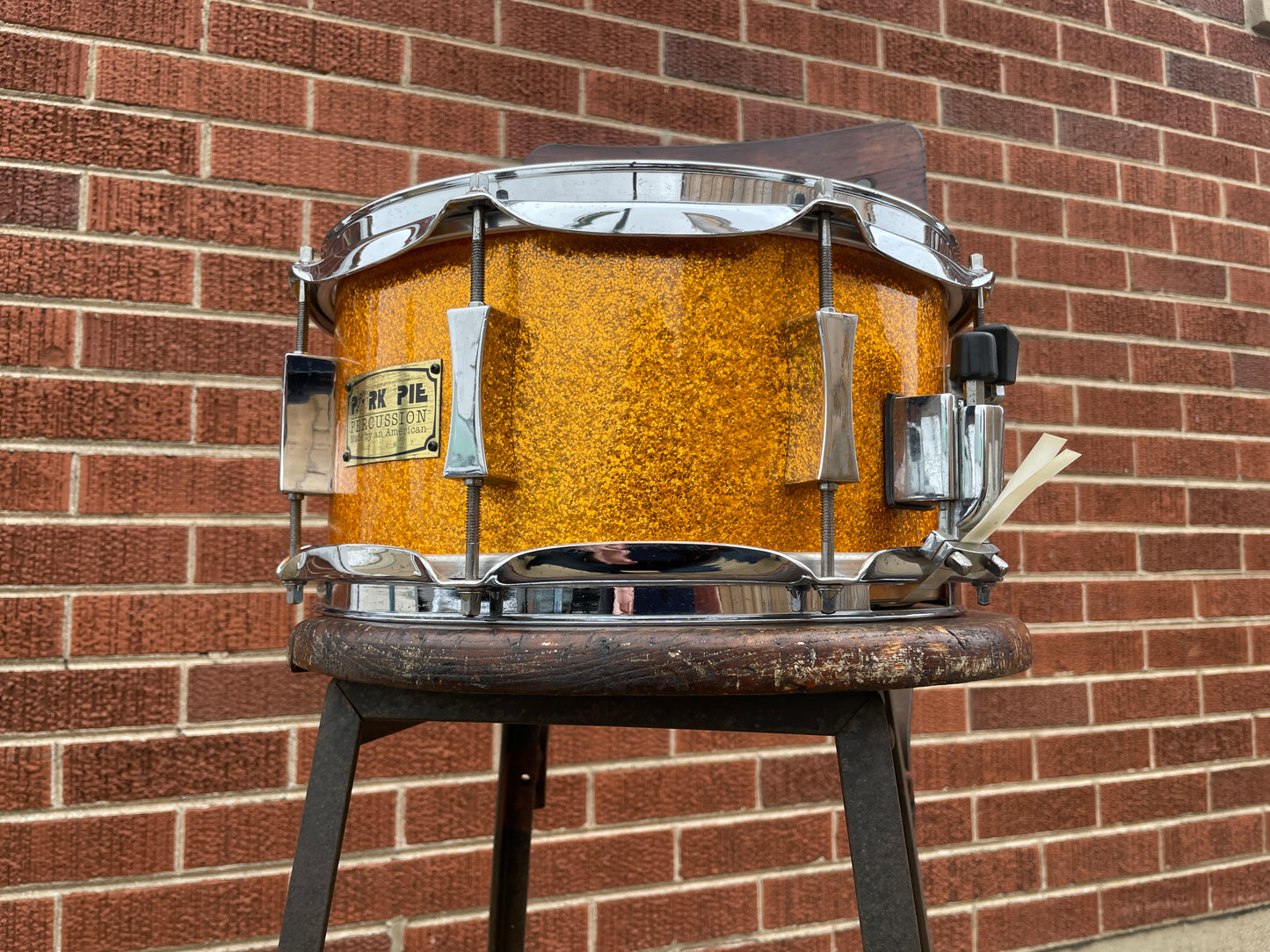 2001 Pork Pie 6x12 USA Custom Maple Snare Drum Gold Sparkle