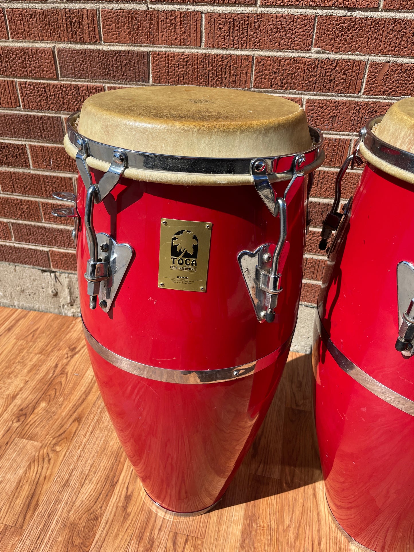 Toca Fiberglass Conga Pair 10" & 11" Red