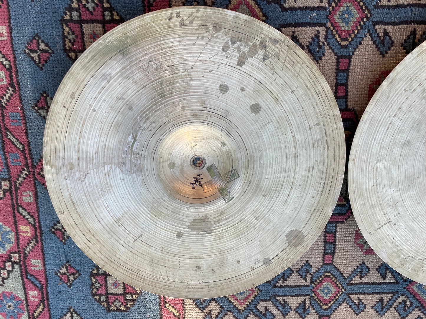 14" Zildjian A 1957-59 Small Stamp Hi-Hat Cymbal Pair 774g/788g #806