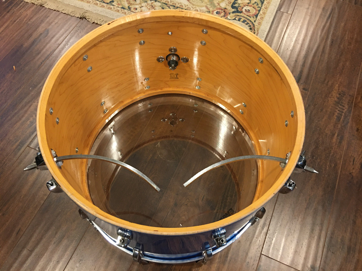 1970s Ludwig Silver Badge Quadra Plus 3 Ply Drum Set Blue Silk 22/13/14/15/16/18