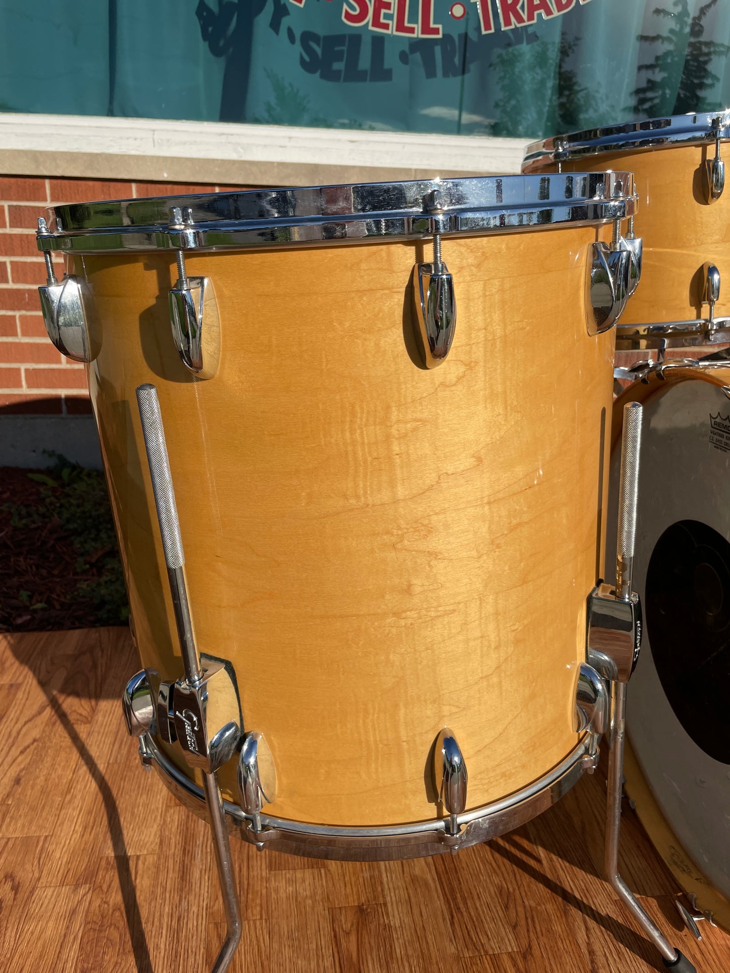 1980s Gretsch Square Badge Drum Set Natural 16x22/9x13/18x18 Jasper Shells