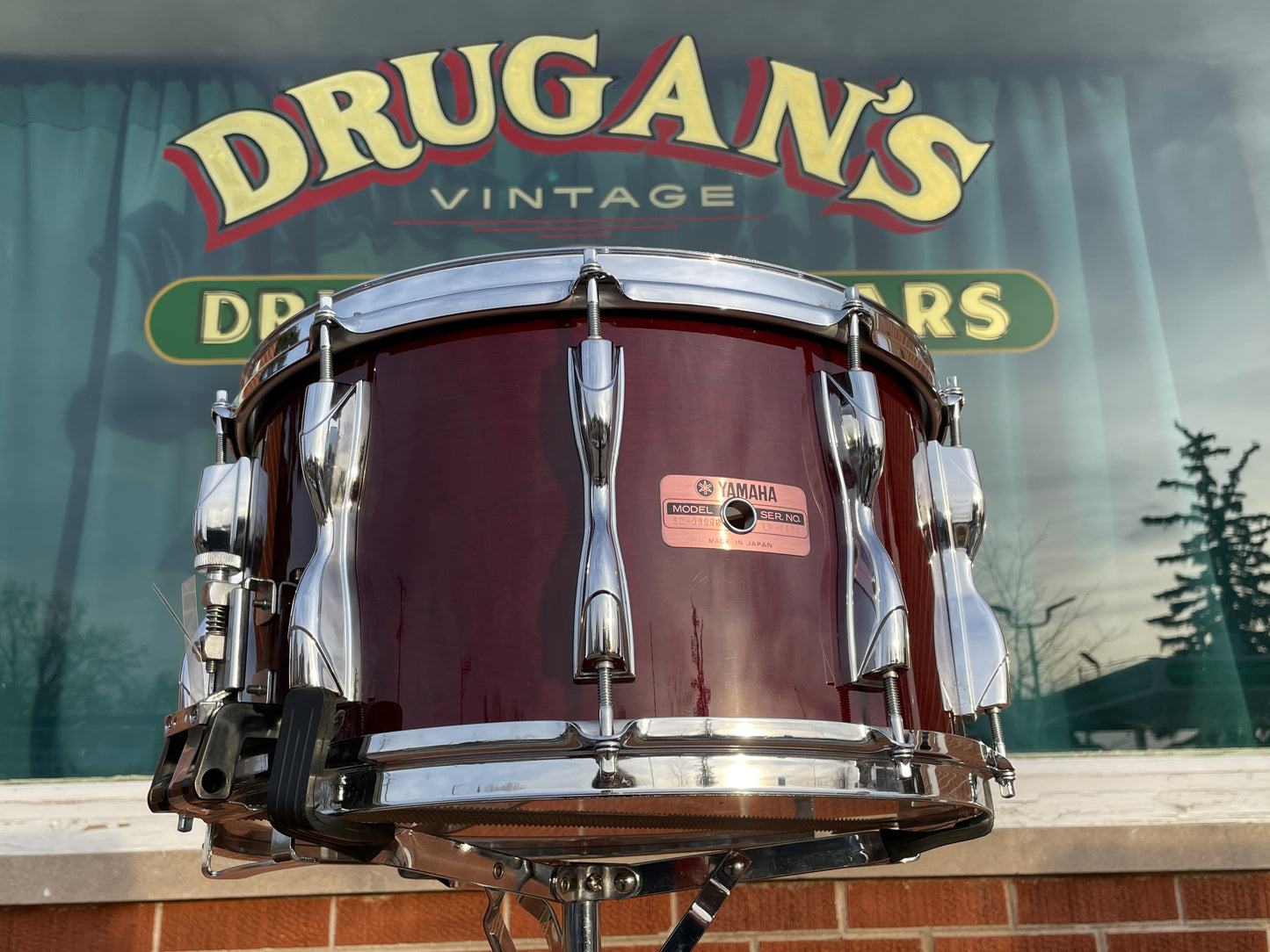 Vintage 1985 Yamaha SD-980RP 8x14 Recording Custom Snare Drum Cherry Wood Red
