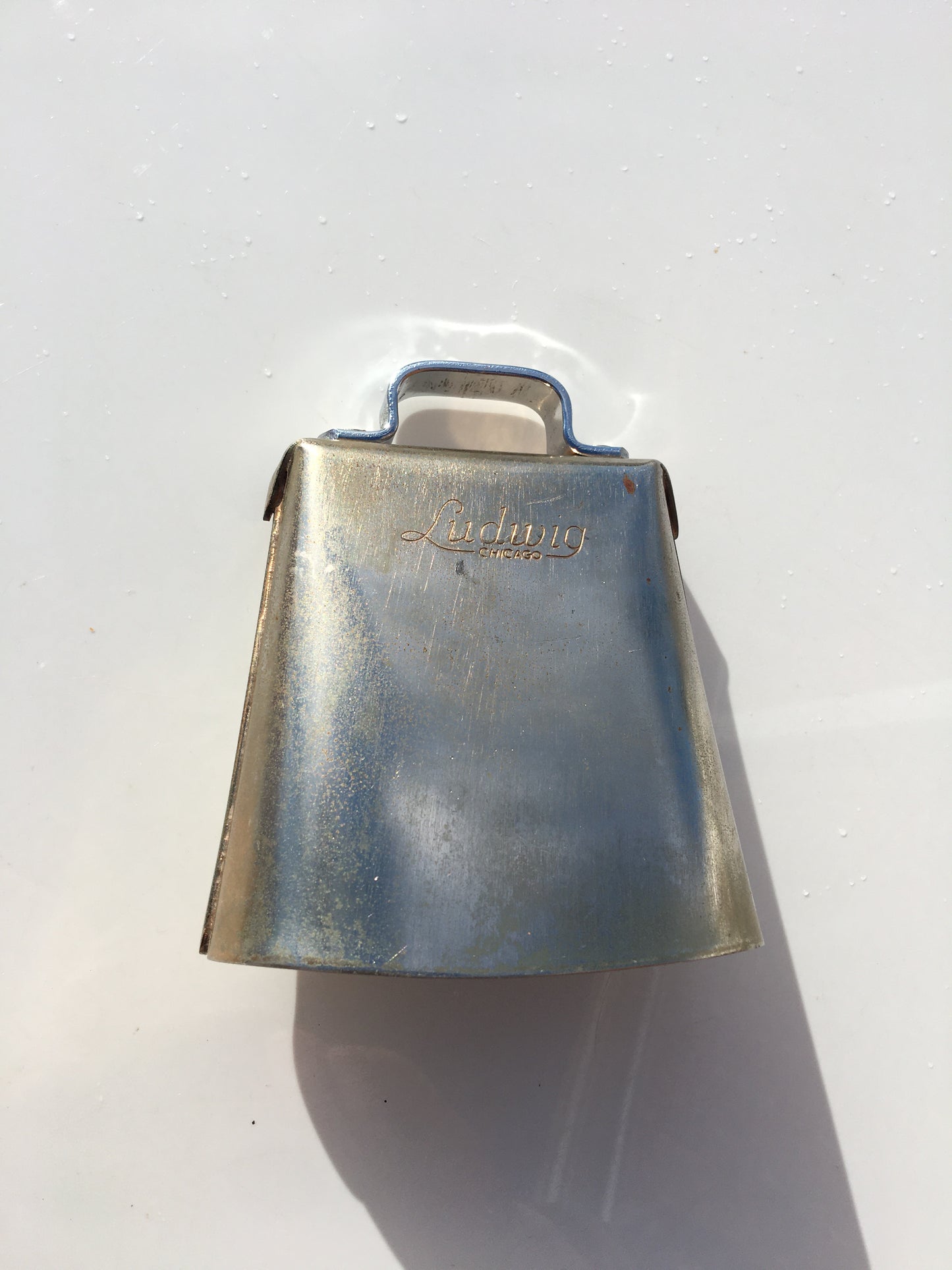 1960s Ludwig Cow Bell and Wood Block w/ Original Bass Drum Mount