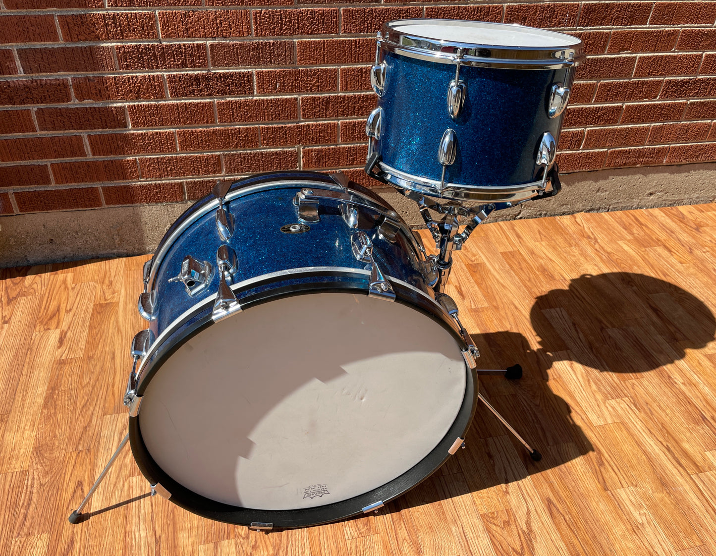 1956-59 Slingerland 2-N Jobbing Outfit Drum Set Blue Sparkle 20/12