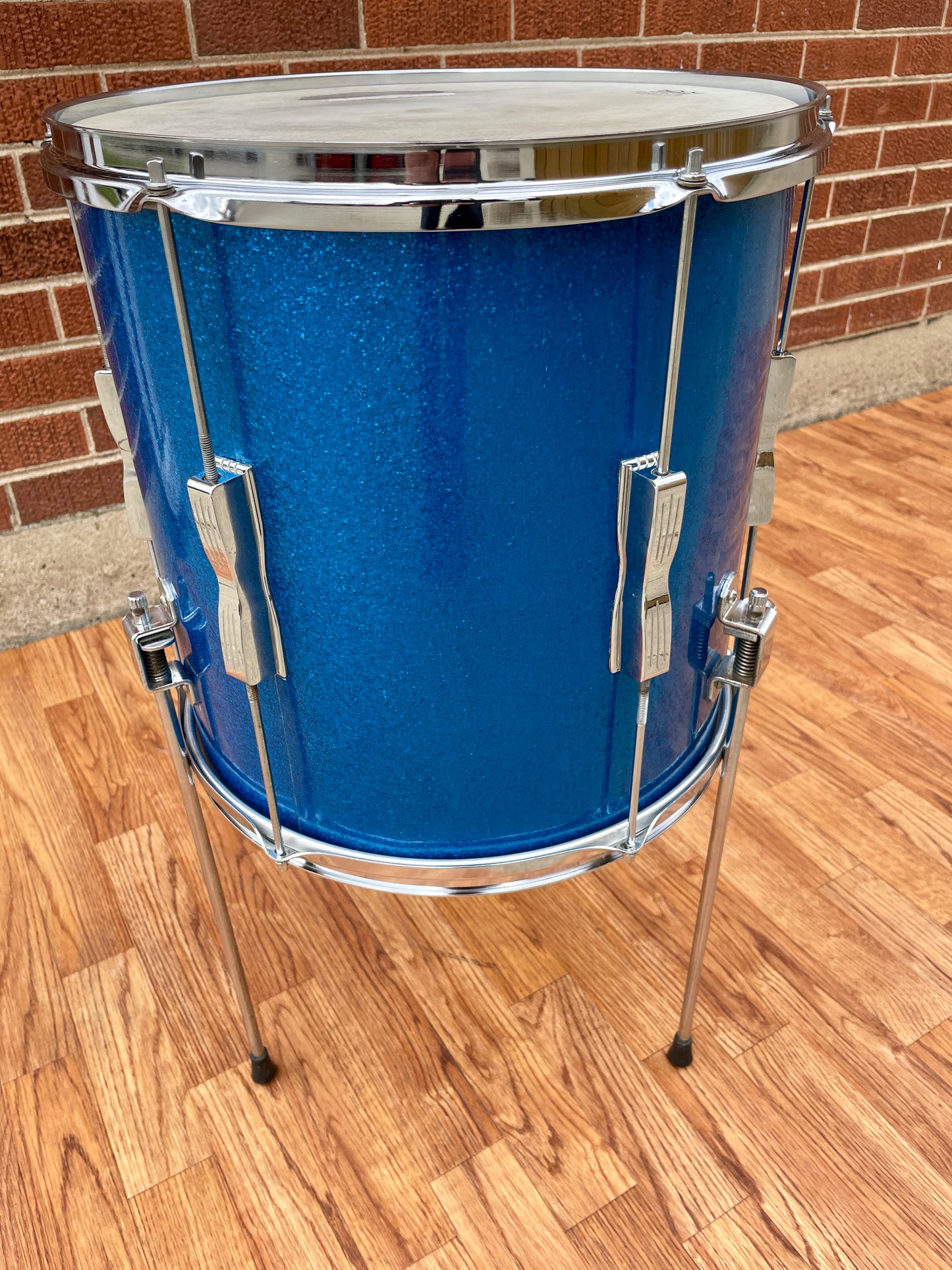 1965 Ludwig 14x14 Club Date Floor Tom Drum Blue Sparkle