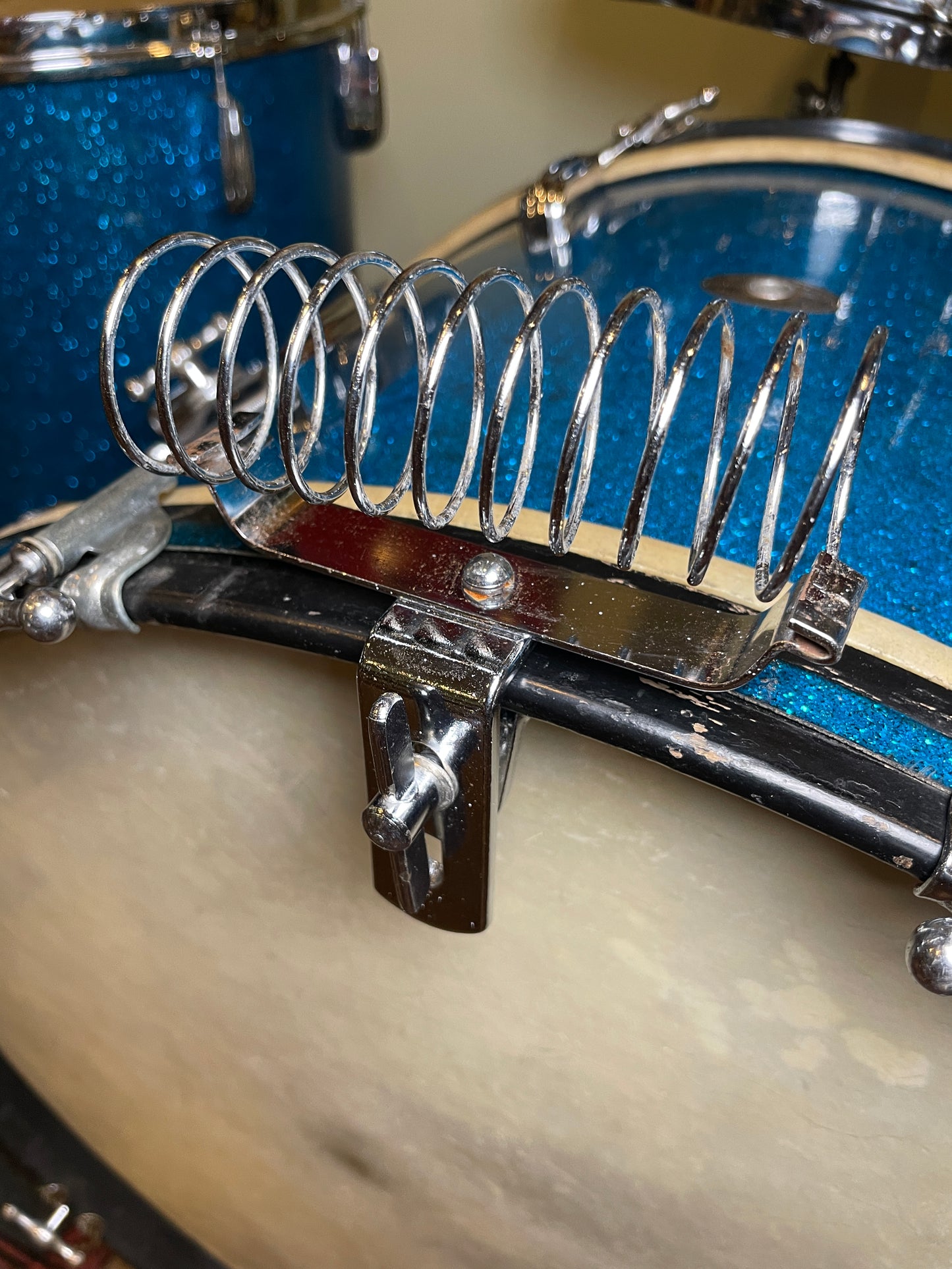 Vintage 1960s Slingerland Hoop Mount Spring Stick Holder Chrome