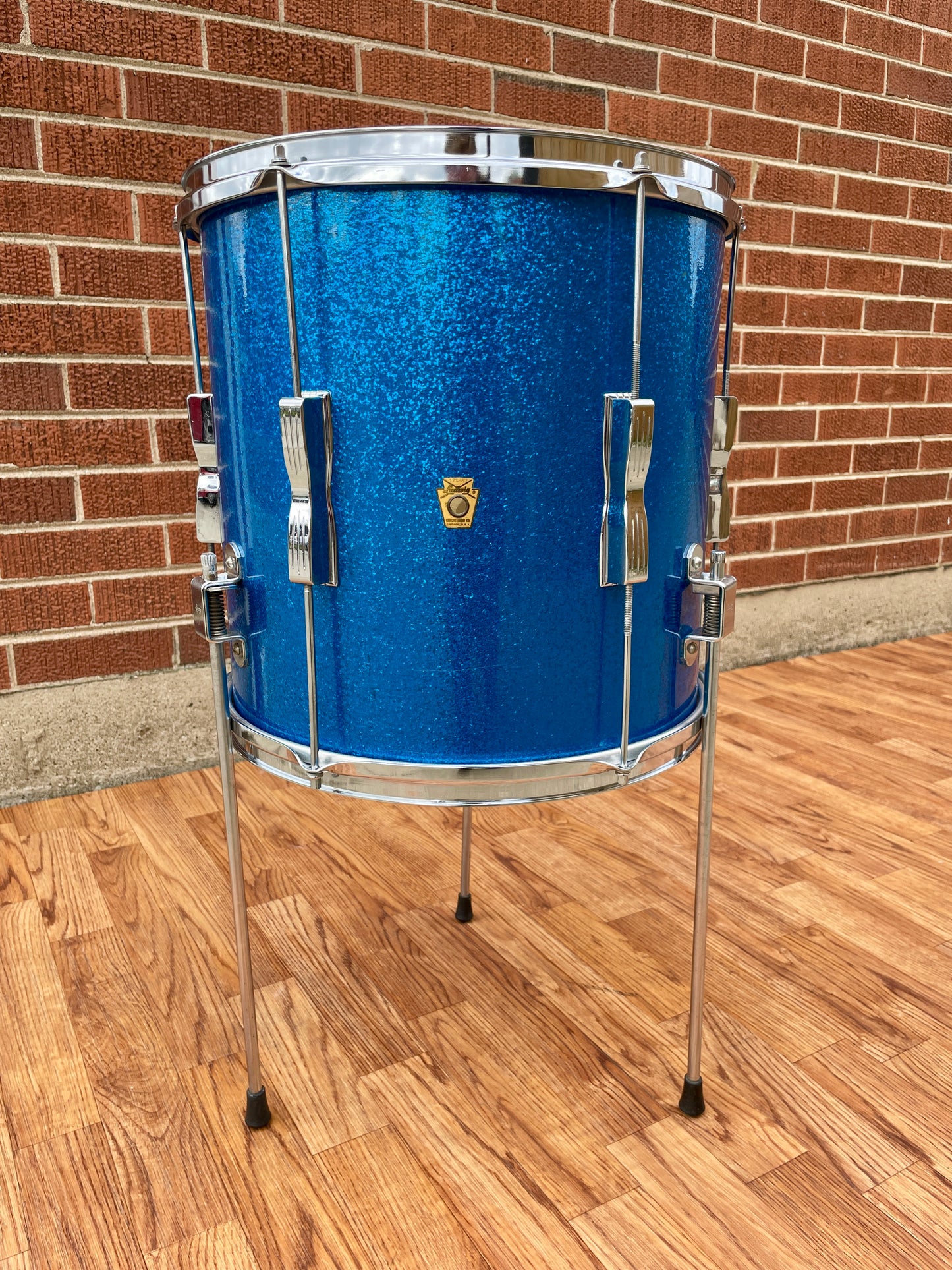 1965 Ludwig 14x14 Club Date Floor Tom Drum Blue Sparkle