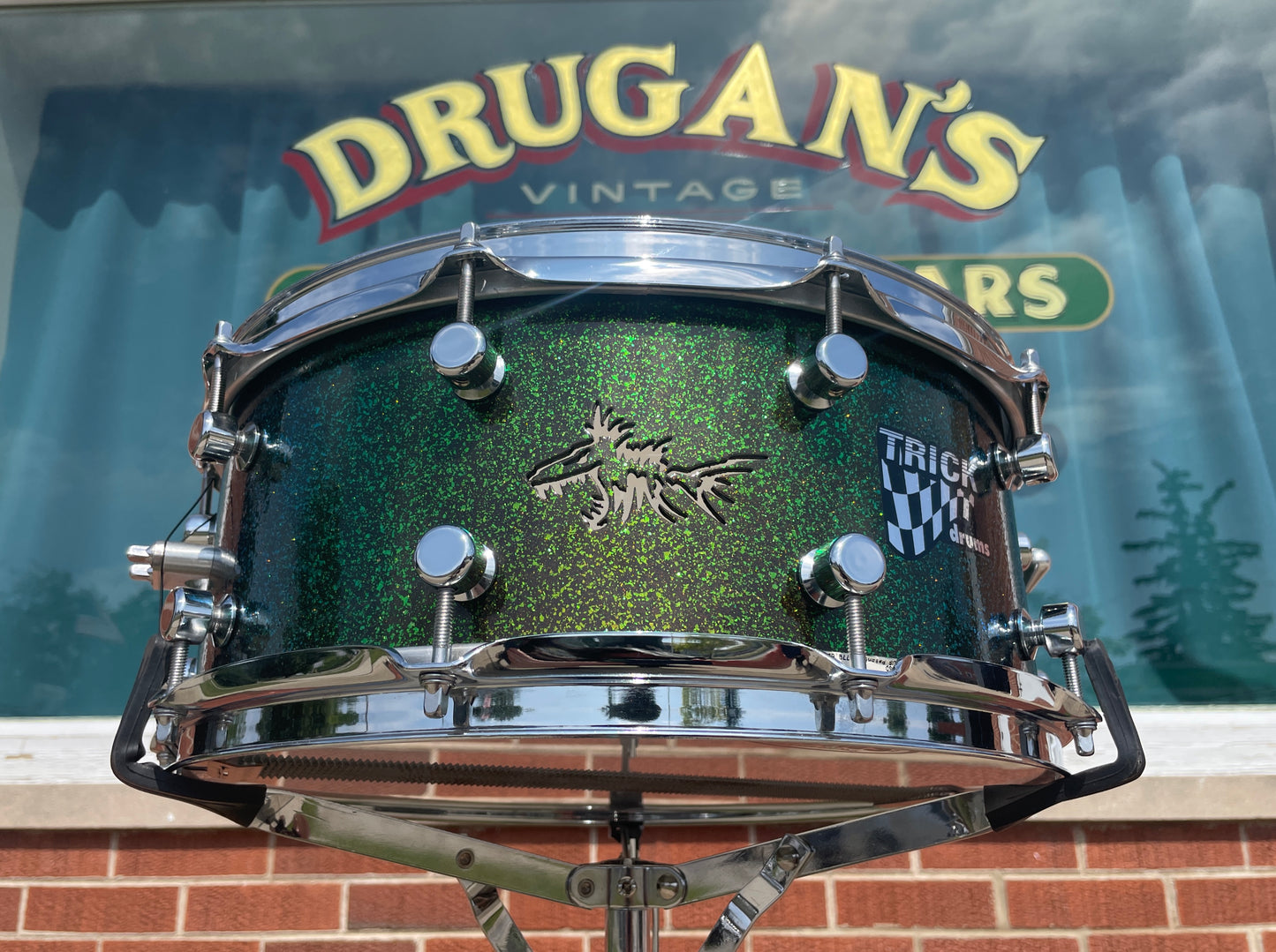 Trick 6x14 Vented Snare Drum Green / Red Sparkle GS007