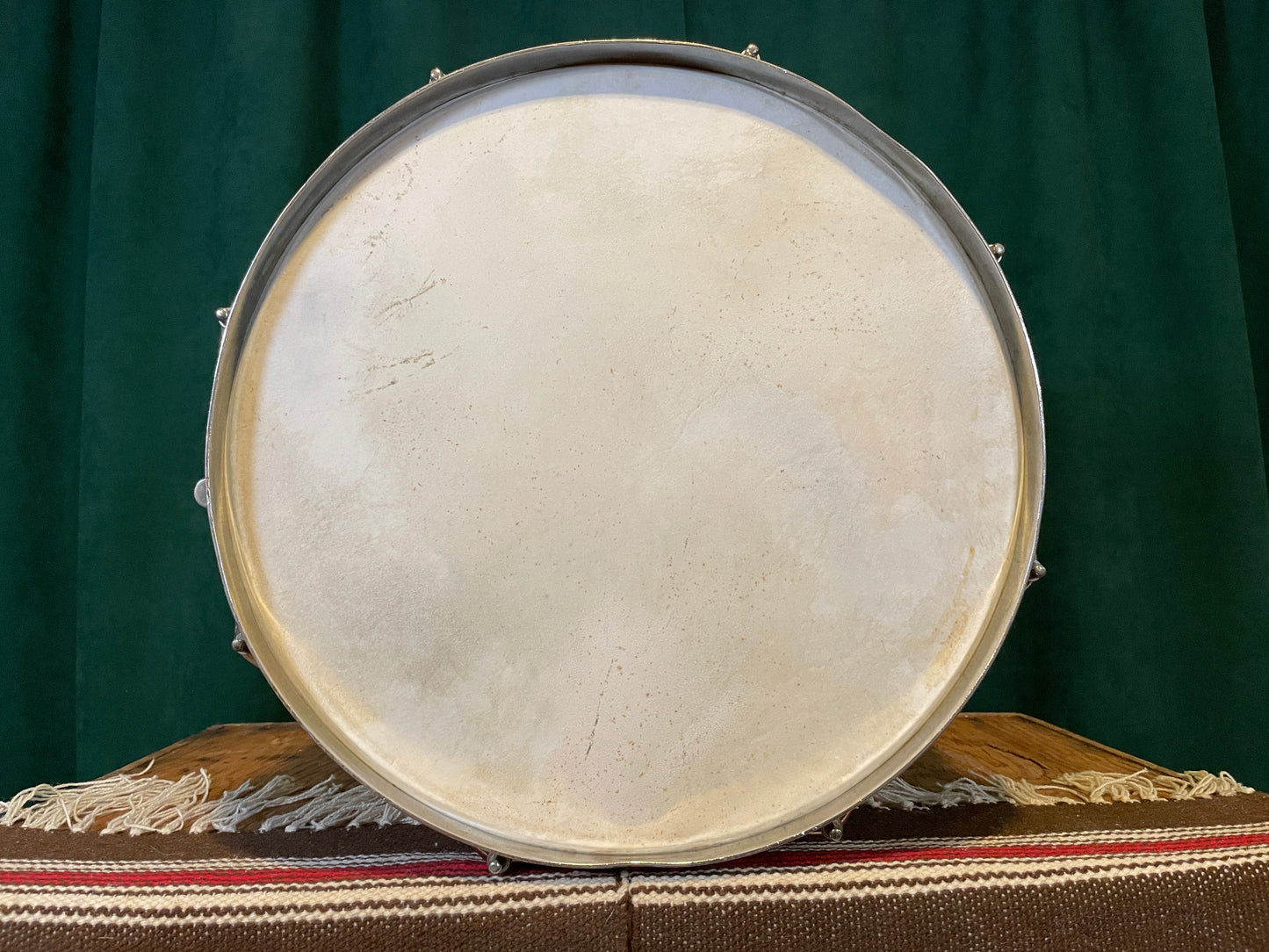 1948 Leedy 5.5x14 No. 380 Maple Snare Drum Antique Blue Lacquer Silver