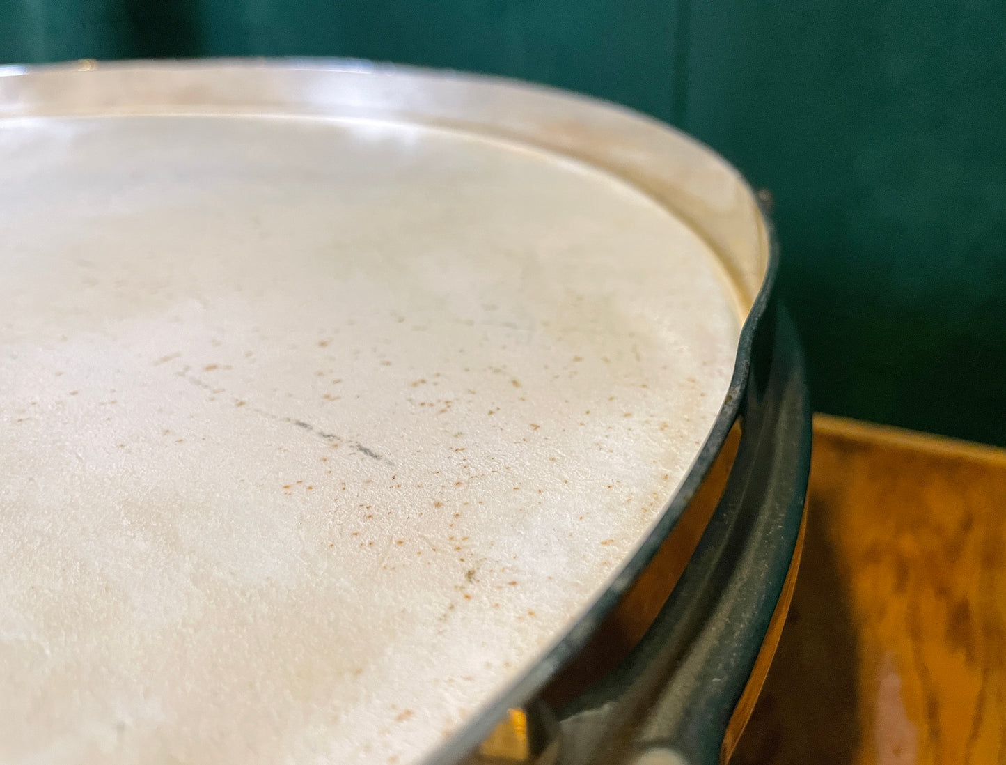 1948 Leedy 5.5x14 No. 380 Maple Snare Drum Antique Blue Lacquer Silver