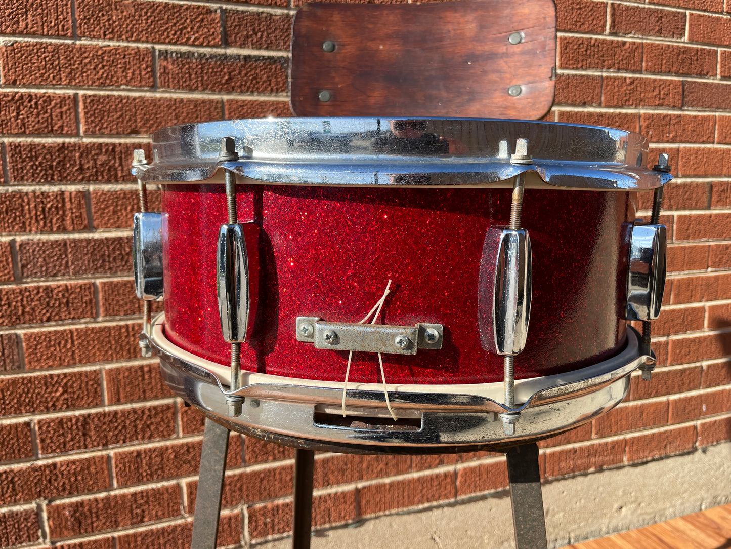 Vintage 1960s Pearl 5x14 Snare Drum Red Sparkle