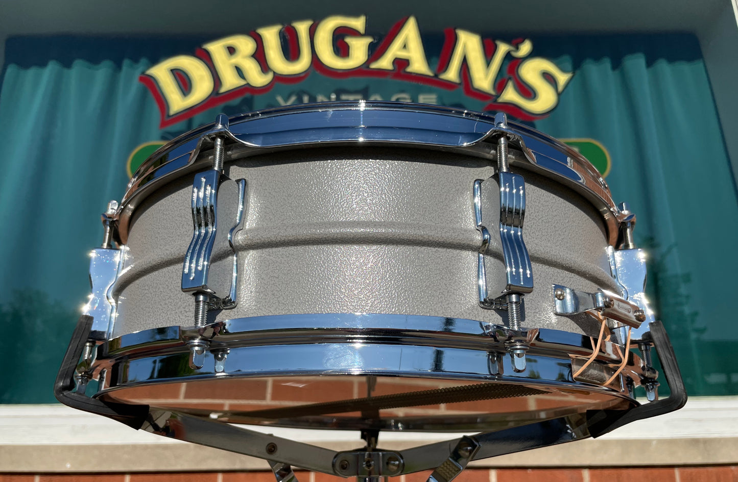1970s/Early 1980s Ludwig 5x14 Rare Textured Gray Powder Coated Acrolite Snare Drum