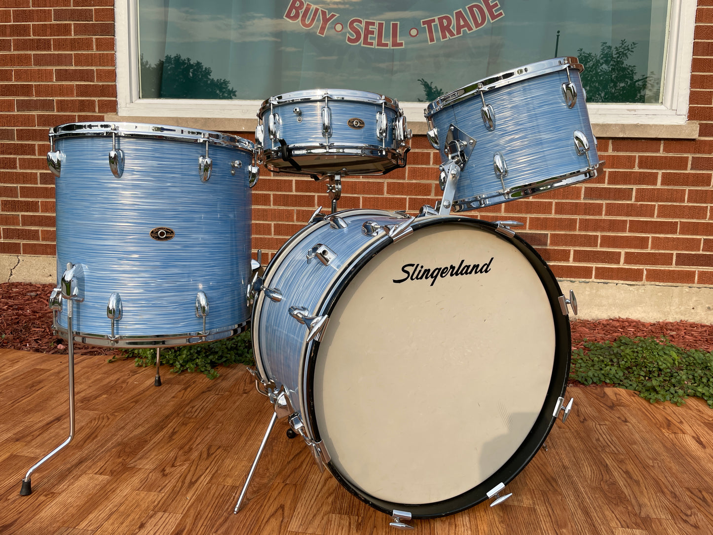 1960s Slingerland Gene Krupa De Luxe Outfit No. 1N Drum Set w/ Artist Snare Blue Ripple Pearl