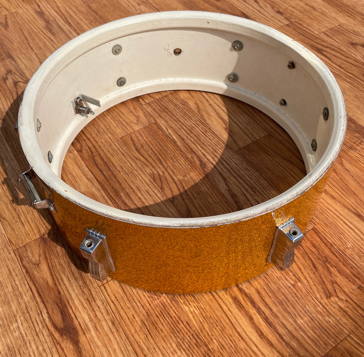 Early 1960s Ludwig 5x14 Pioneer Snare Drum Gold Sparkle Pre-Serial COB