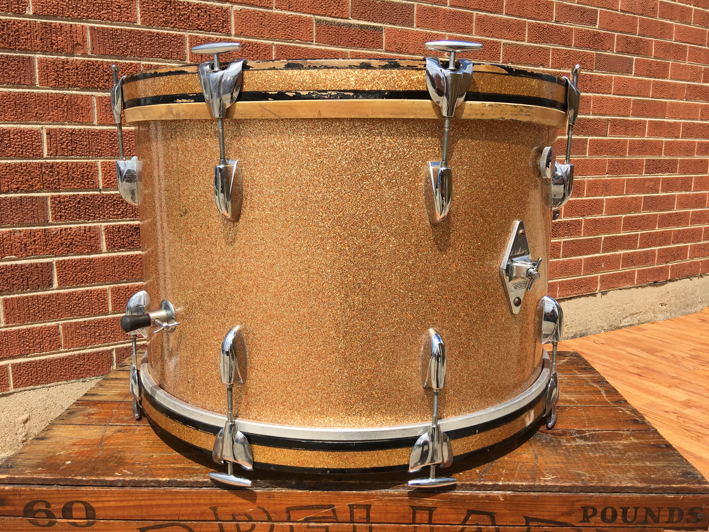 1960s Gretsch Round Badge 14x22 Name Band Champagne Sparkle Bass Drum